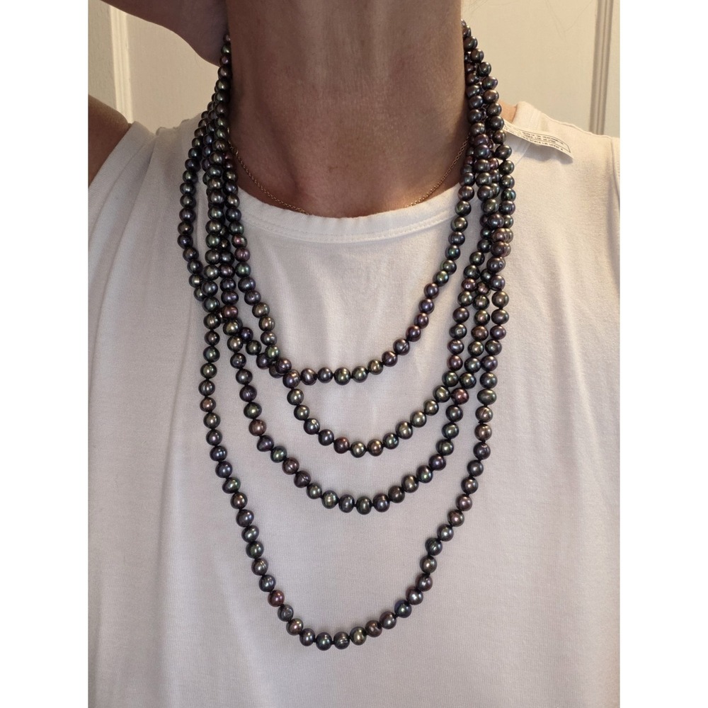 100" 6-7 Mm Black Freshwater Pearl Strand - Picture 11 of 12